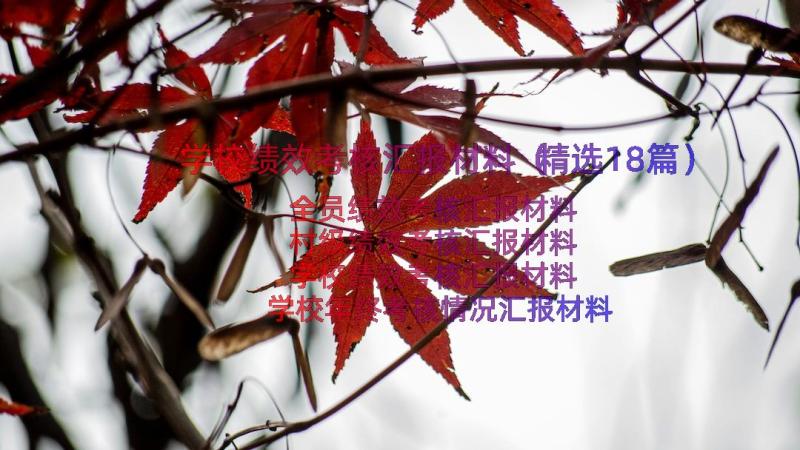 学校绩效考核汇报材料（精选18篇）