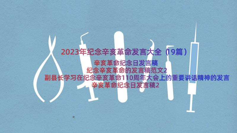 2023年纪念辛亥革命发言大全（19篇）