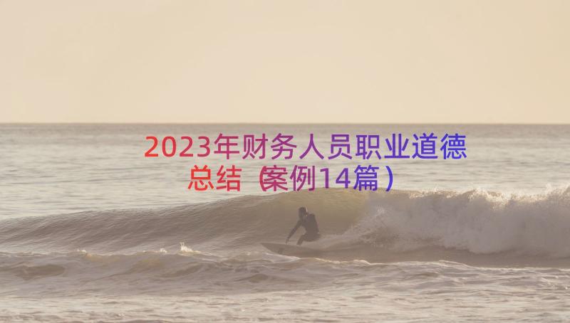 2023年财务人员职业道德总结（案例14篇）