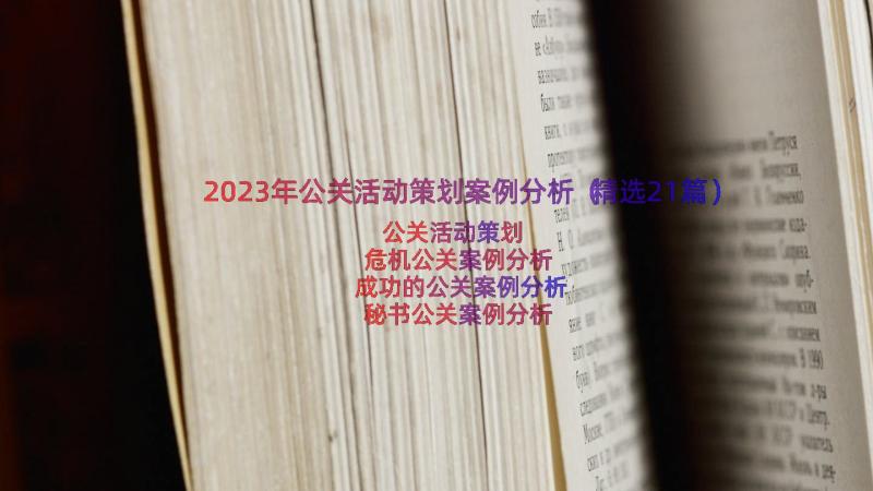 2023年公关活动策划案例分析（精选21篇）