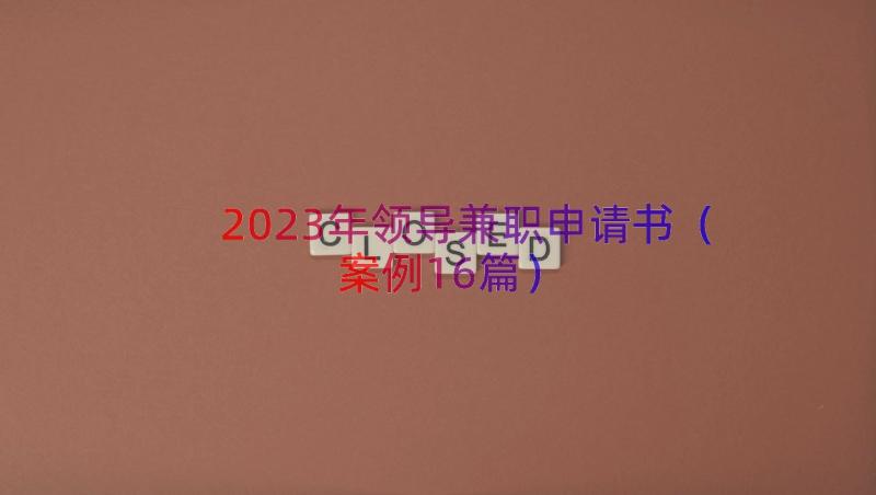 2023年领导兼职申请书（案例16篇）