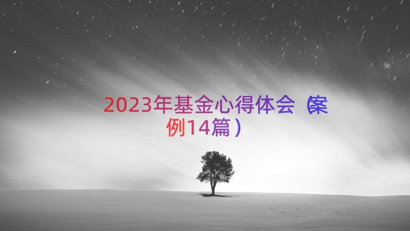 2023年基金心得体会（案例14篇）