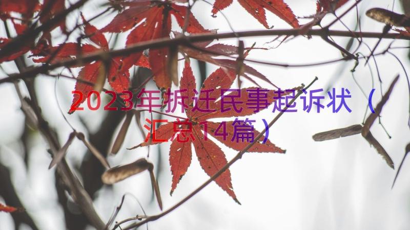 2023年拆迁民事起诉状（汇总14篇）