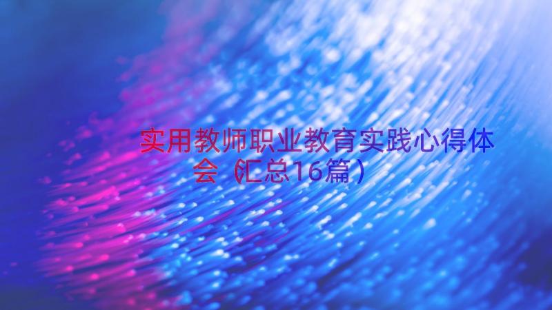 实用教师职业教育实践心得体会（汇总16篇）