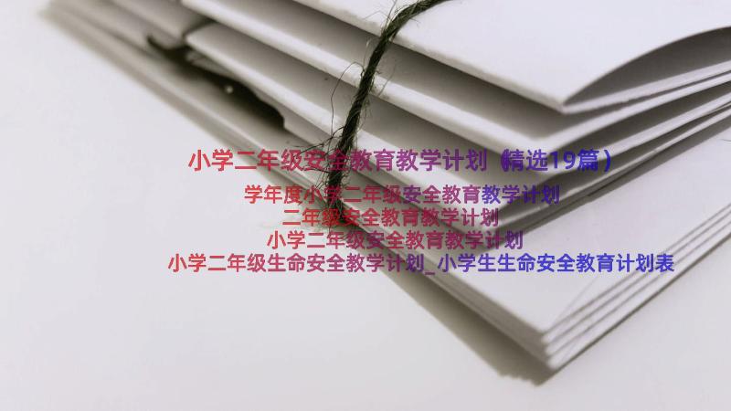 小学二年级安全教育教学计划（精选19篇）