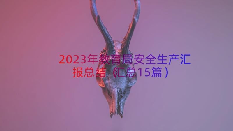 2023年教育局安全生产汇报总结（汇总15篇）