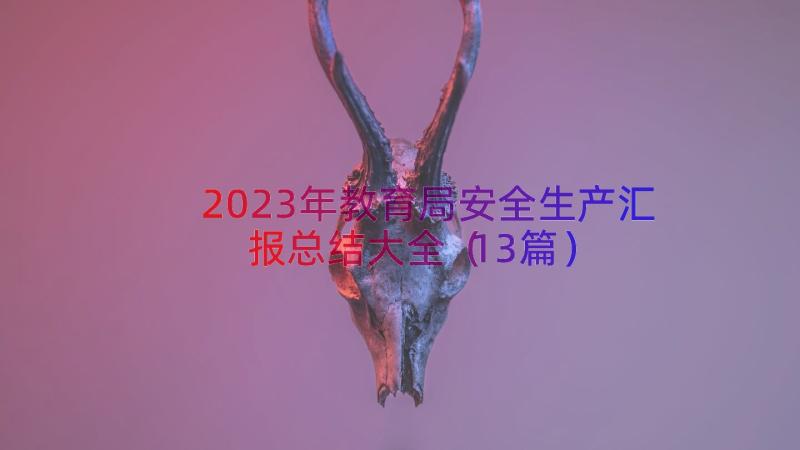 2023年教育局安全生产汇报总结大全