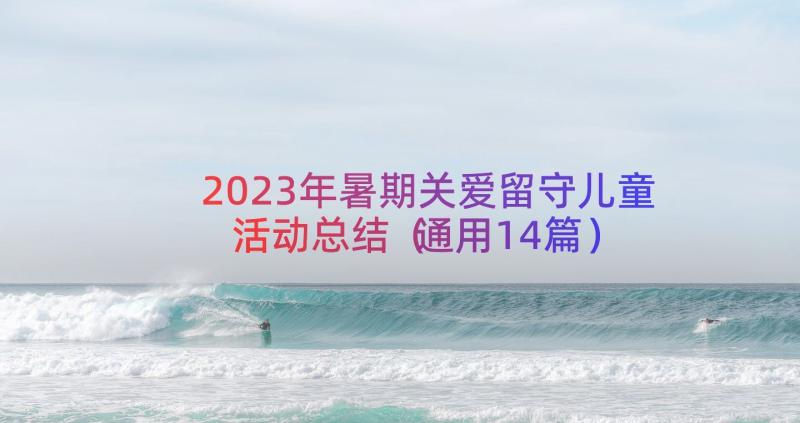 2023年暑期关爱留守儿童活动总结（通用14篇）