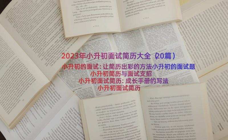 2023年小升初面试简历大全（20篇）