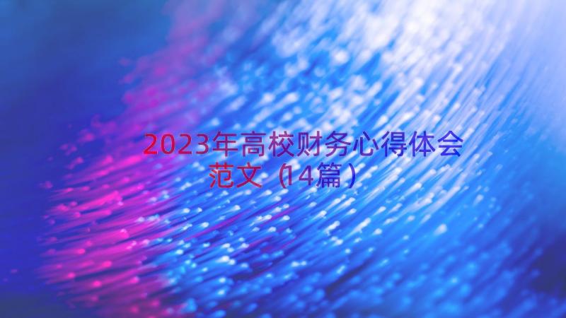 2023年高校财务心得体会范文（14篇）