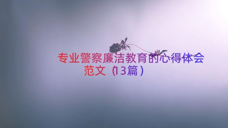 专业警察廉洁教育的心得体会范文（13篇）