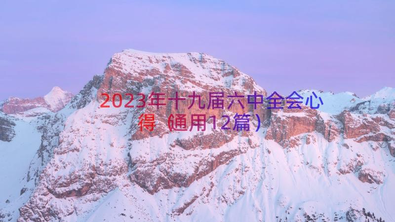 2023年十九届六中全会心得（通用12篇）