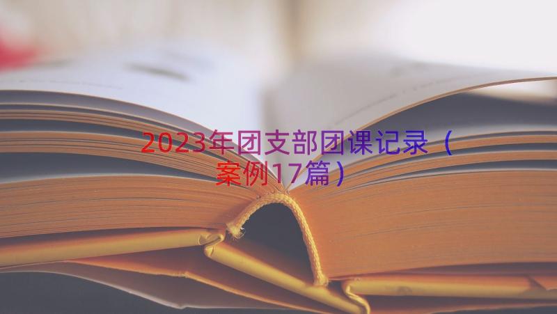 2023年团支部团课记录（案例17篇）