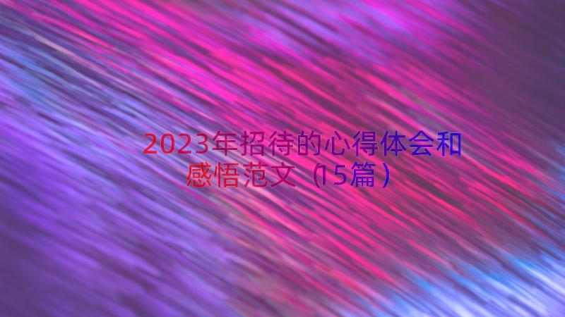 2023年招待的心得体会和感悟范文（15篇）