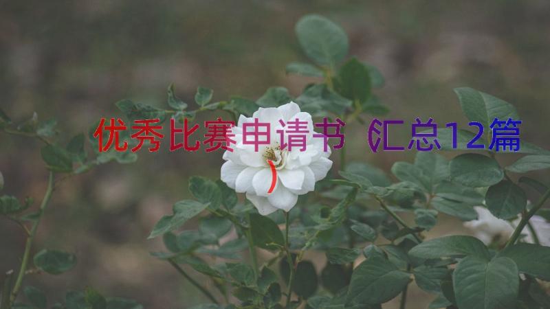 优秀比赛申请书（汇总12篇）