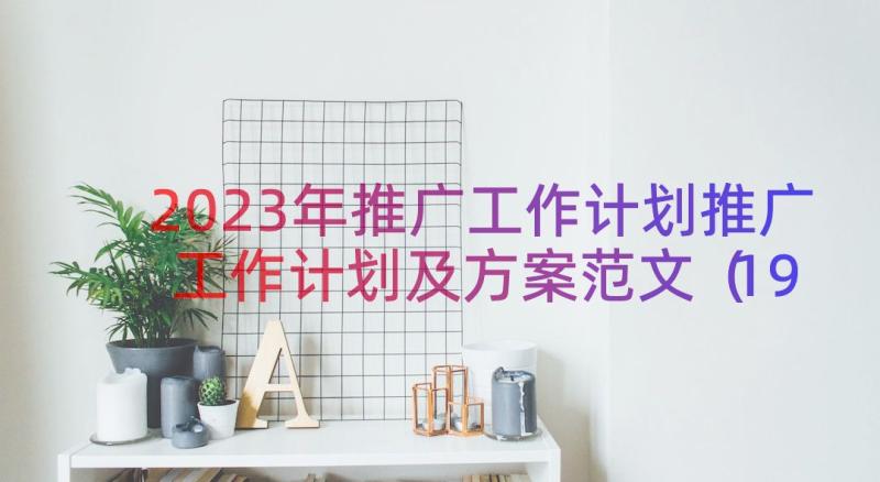 2023年推广工作计划推广工作计划及方案范文（19篇）