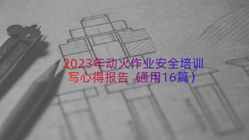 2023年动火作业安全培训写心得报告（通用16篇）