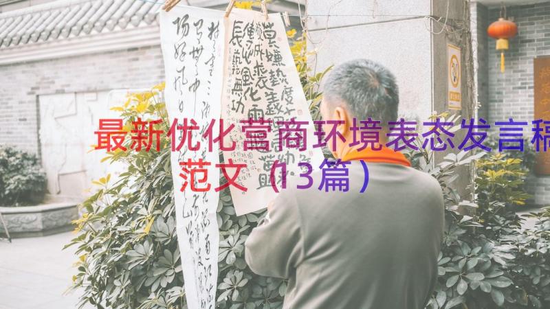 最新优化营商环境表态发言稿范文（13篇）