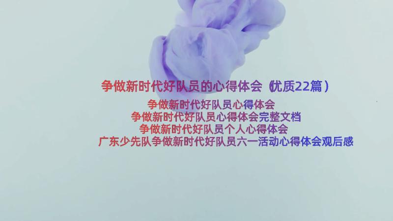 争做新时代好队员的心得体会（优质22篇）