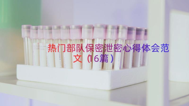 热门部队保密泄密心得体会范文（16篇）