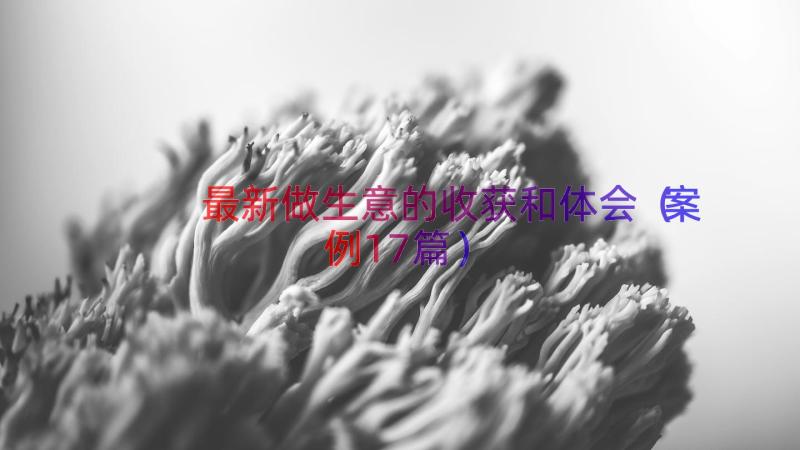 最新做生意的收获和体会（案例17篇）