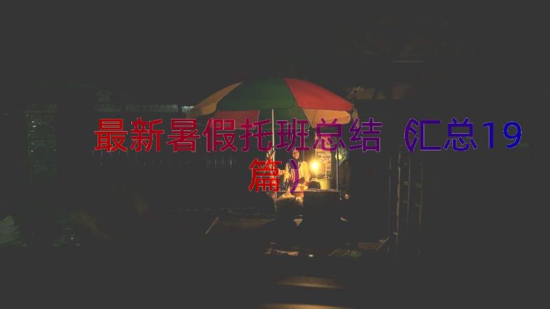 最新暑假托班总结（汇总19篇）