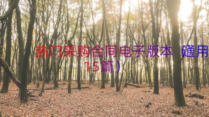 热门采购合同电子版本（通用15篇）