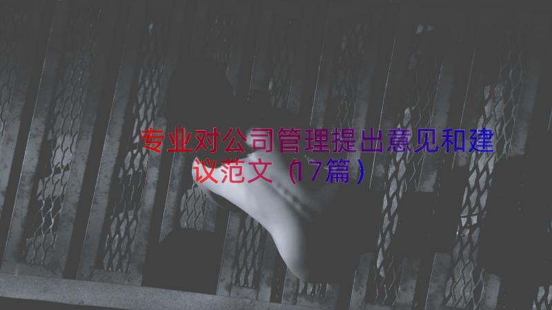 专业对公司管理提出意见和建议范文（17篇）