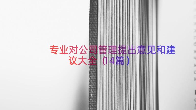 专业对公司管理提出意见和建议大全（14篇）