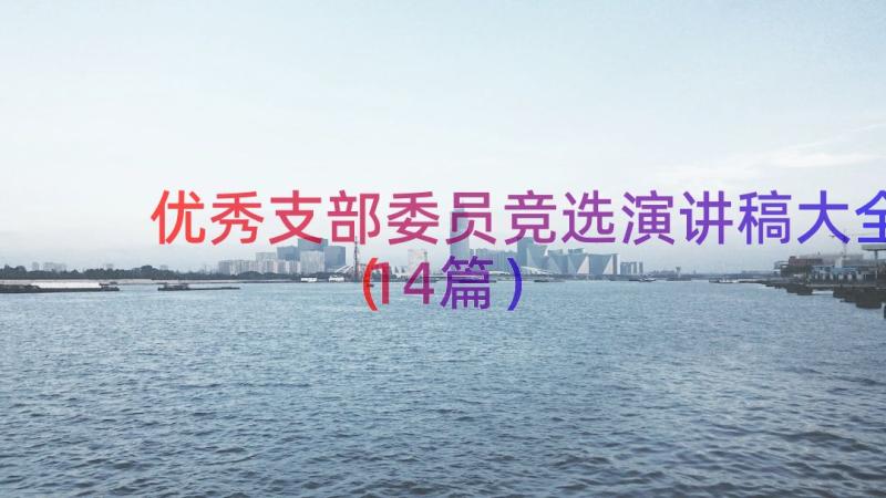 优秀支部委员竞选演讲稿大全（14篇）