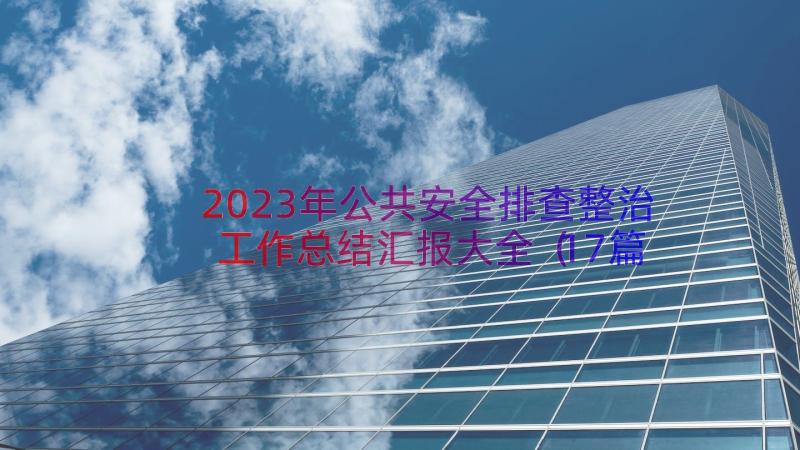 2023年公共安全排查整治工作总结汇报大全（17篇）