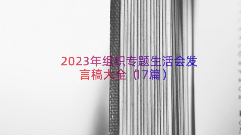 2023年组织专题生活会发言稿大全（17篇）