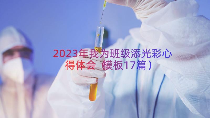 2023年我为班级添光彩心得体会（模板17篇）