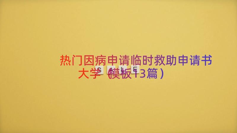 热门因病申请临时救助申请书大学（模板13篇）