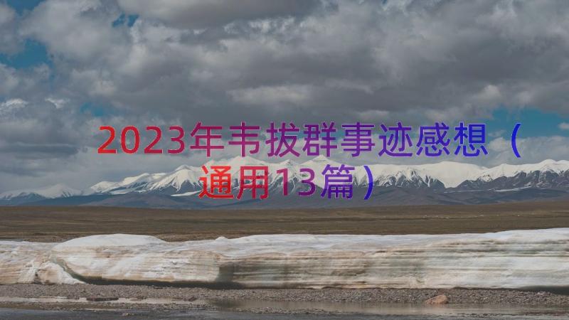 2023年韦拔群事迹感想（通用13篇）