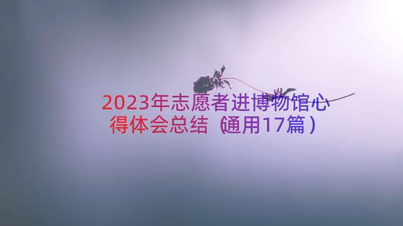 2023年志愿者进博物馆心得体会总结（通用17篇）