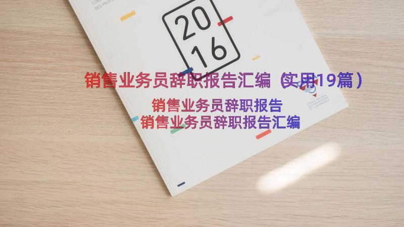 销售业务员辞职报告汇编（实用19篇）