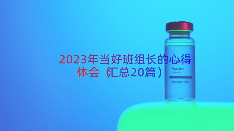 2023年当好班组长的心得体会（汇总20篇）