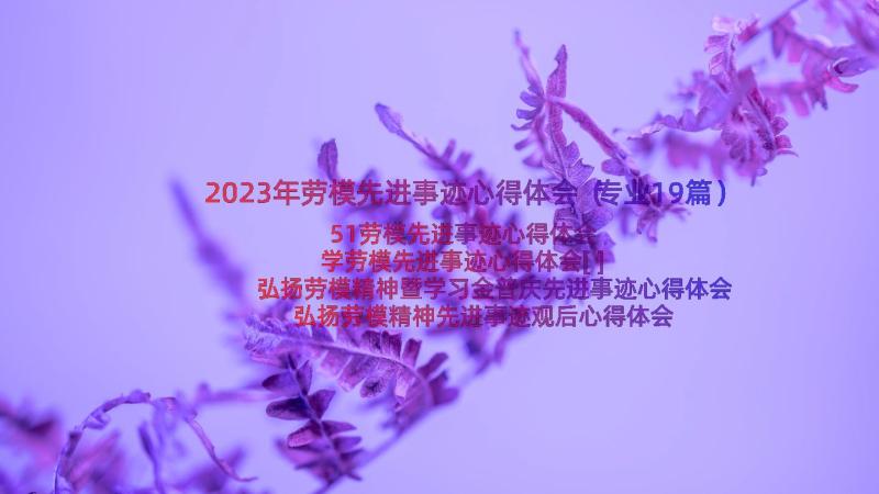 2023年劳模先进事迹心得体会（专业19篇）