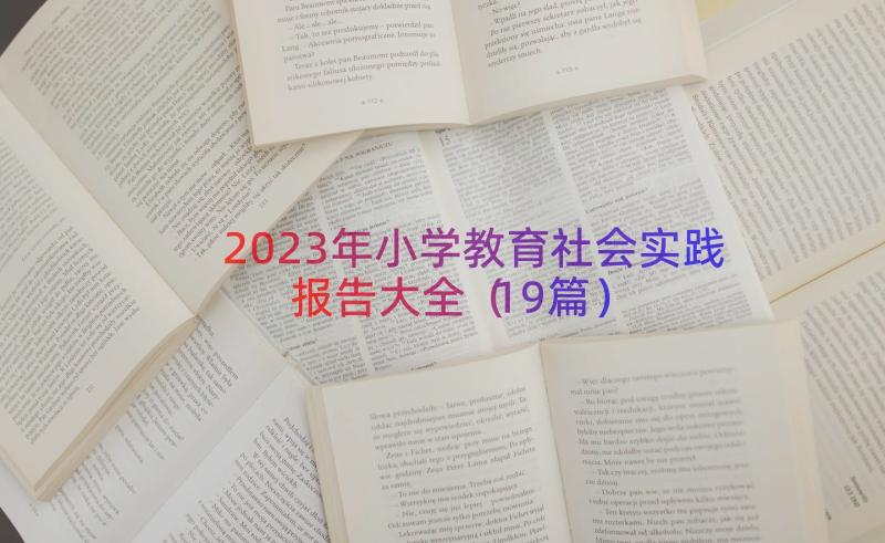 2023年小学教育社会实践报告大全（19篇）