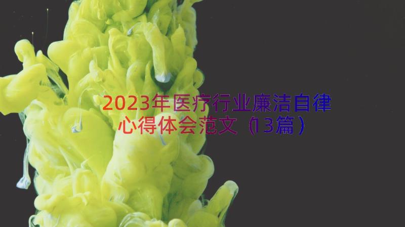 2023年医疗行业廉洁自律心得体会范文（13篇）