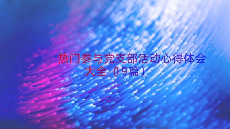 热门参与党支部活动心得体会大全（19篇）