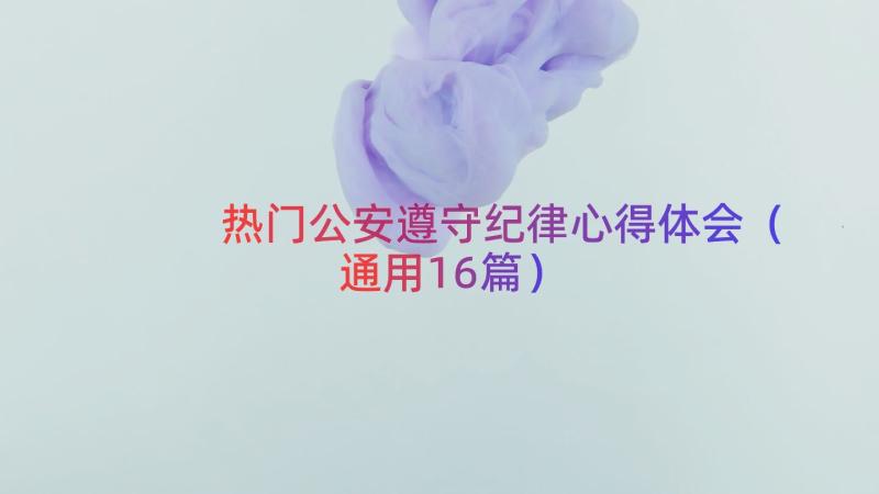 热门公安遵守纪律心得体会（通用16篇）