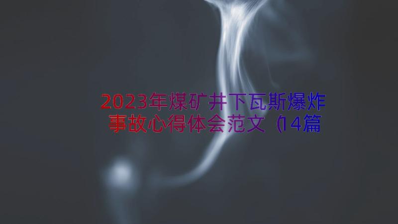 2023年煤矿井下瓦斯爆炸事故心得体会范文（14篇）