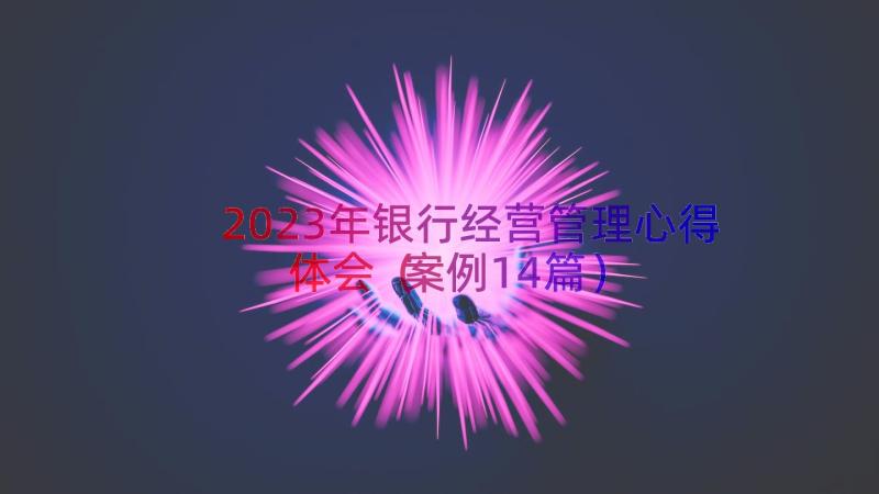 2023年银行经营管理心得体会（案例14篇）