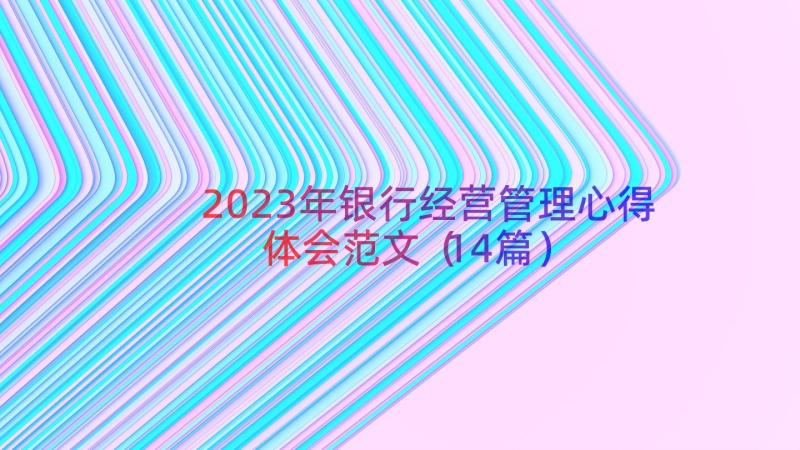 2023年银行经营管理心得体会范文（14篇）