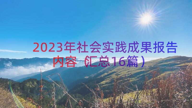 2023年社会实践成果报告内容（汇总16篇）