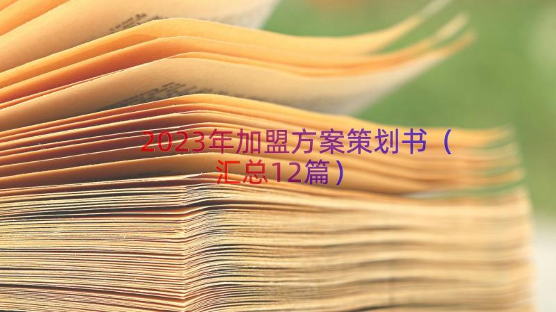 2023年加盟方案策划书（汇总12篇）