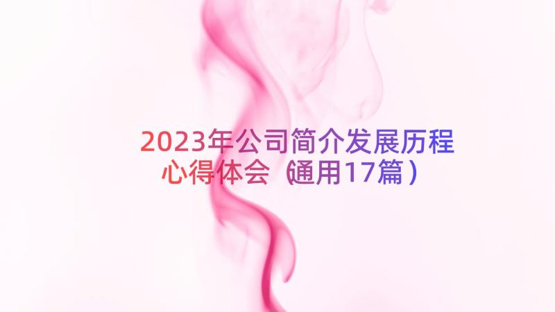 2023年公司简介发展历程心得体会（通用17篇）