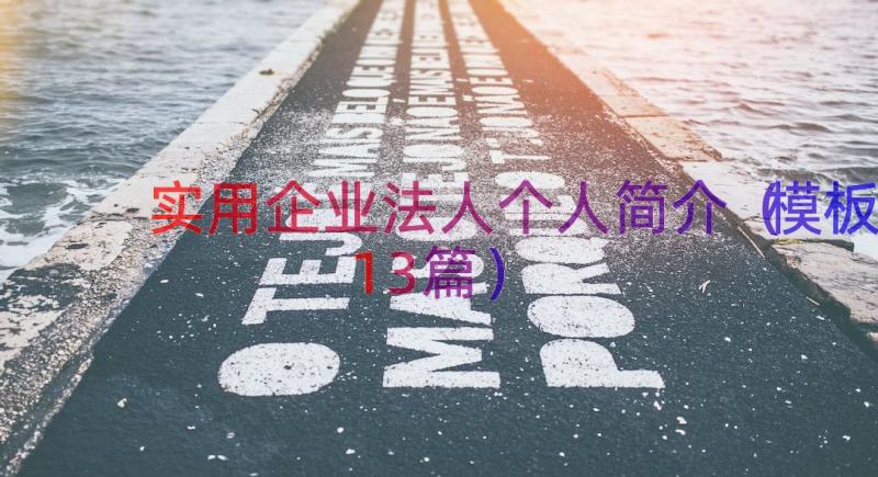 实用企业法人个人简介（模板13篇）